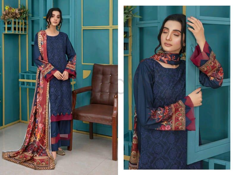 Product Name*: 3 Pcs Amna. B Women's Unstitched Viscose Embroidered Suit