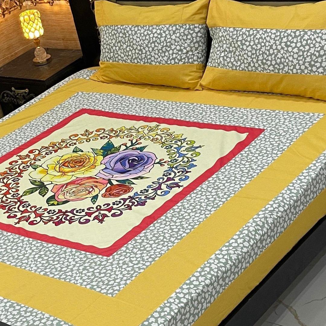 Product Name*: 3 Pcs Cotton Sotton Patchwork Double Bedsheet